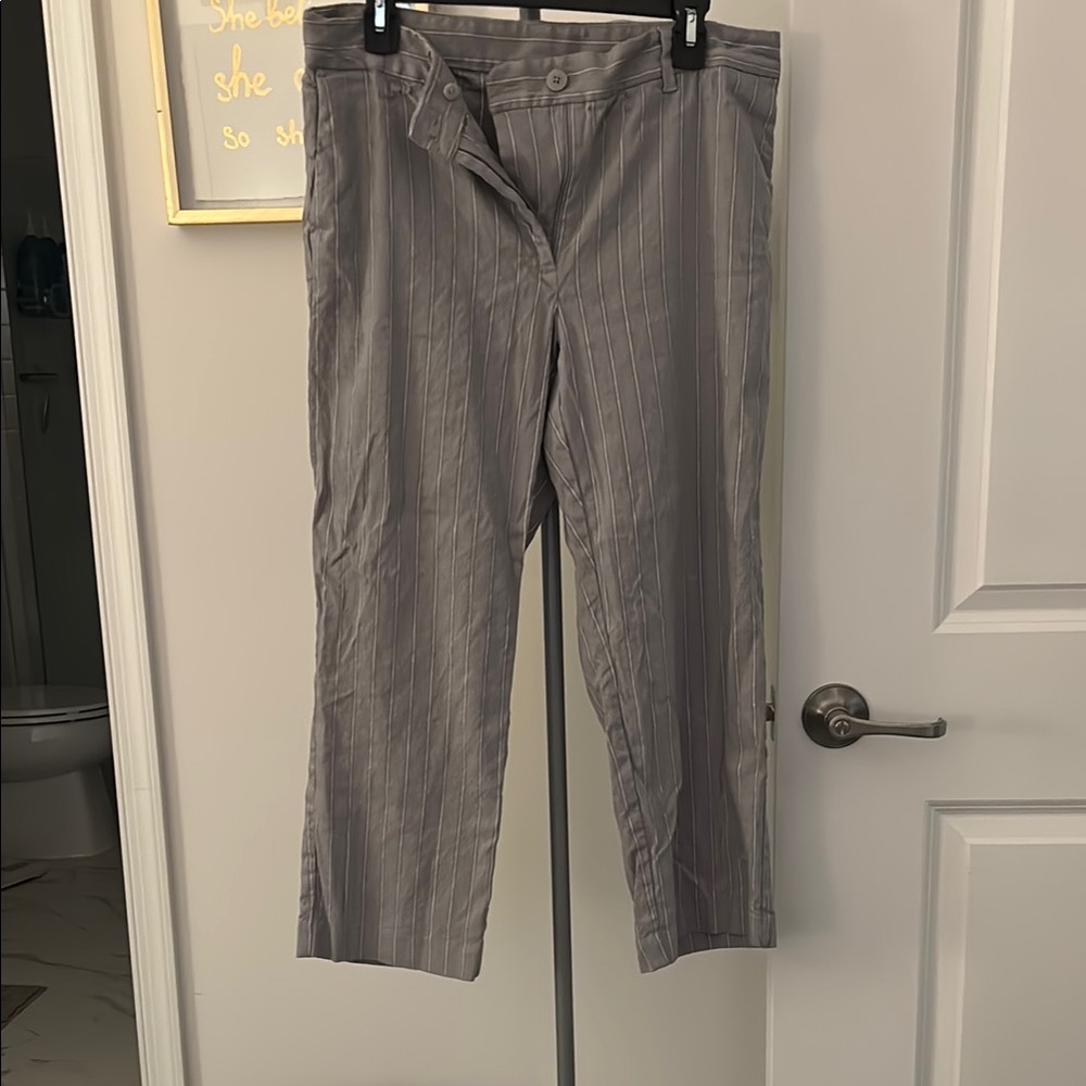 J. Jill Gray Striped Linen Pants